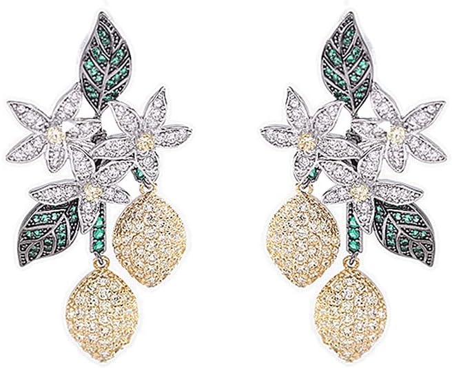 GYJYEG S925 Silver Needle Lemon Tree Shaped Earrings