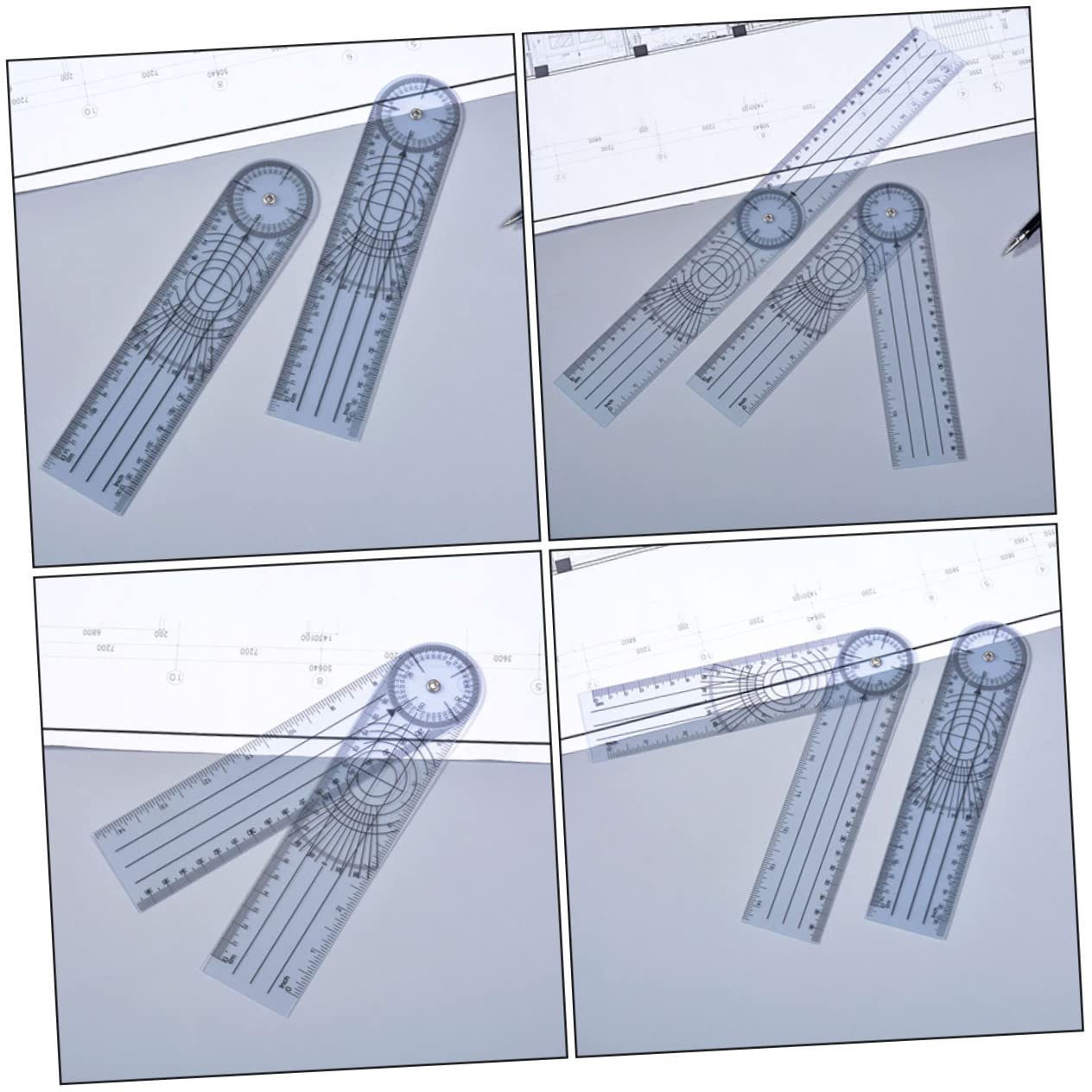 DOITOOL Angle Gauge Digital 4pcs 360 Ruler Goniometer Angle Protractor Plastic Angle Protractor to Rotate Corner Suite Goniometer Knee Measurements
