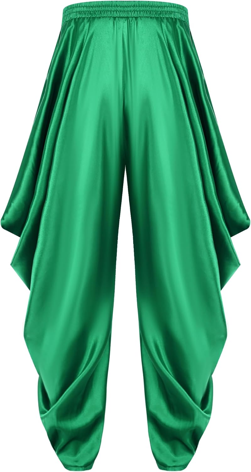 Hularka Womens Silky Satin Harem Pants Arabian Princess Costume Bottoms Loose Fit Hippie Pants