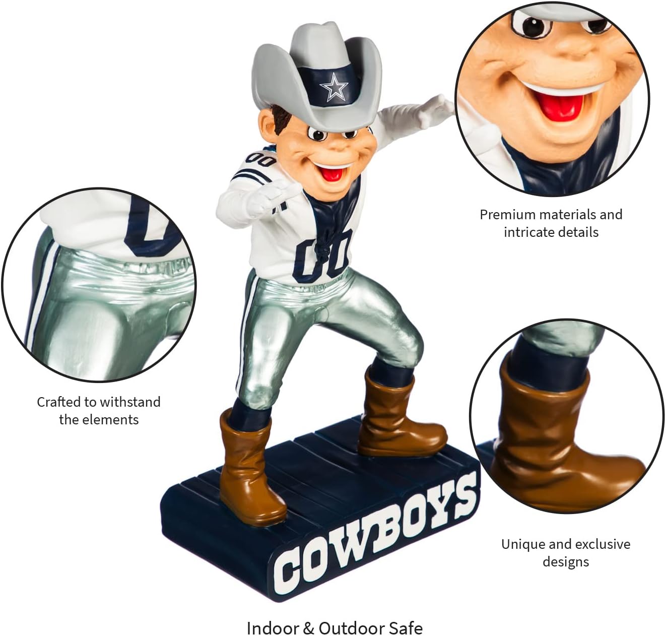 Team Sports America NFL Dallas Cowboys Fun Colorful Mascot Statue 12 Inches Tall