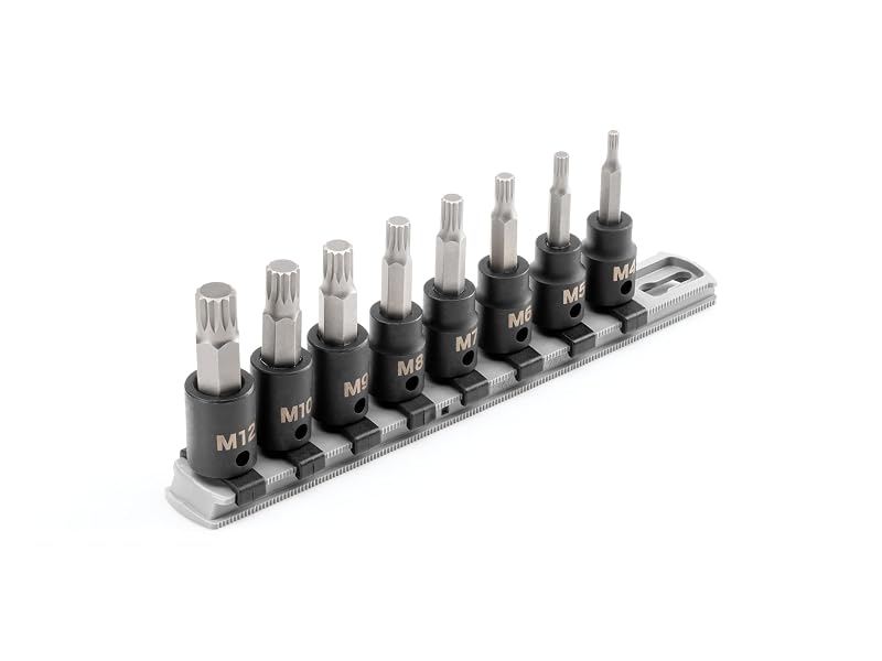 Jogo de soquetes de bits de impacto Triple Square XZN TEKTON com encaixe de 9,5 mm, M4 a M12, SIB91104, 8 peças