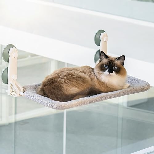 Perca duradera para ventana de gato, asiento de hamaca para gatos en interiores, tapete reversible para uso durante todo el año, cama plegable para