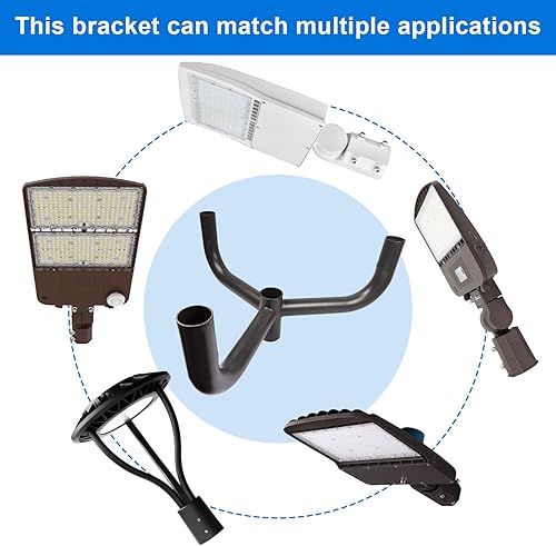 Miniatura 5 de Soporte de triple bocina de toro con 3 brazos a 120 grados, espiga de bocina de toro para 3 lámparas con adaptador deslizante de 2 38 pulgadas,