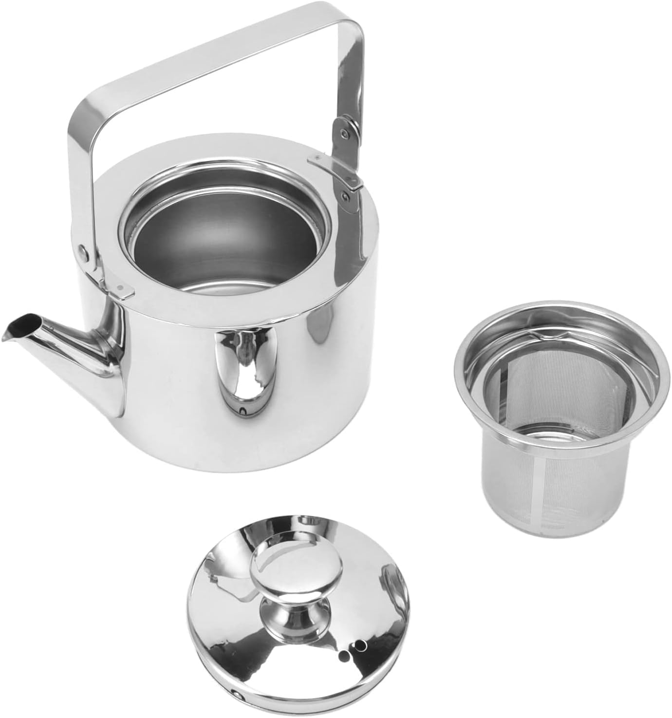 ZJchao Stainless Steel Tea Kettle with Strainer, 1.5L Tea Kettle Stovetop with Ergonomic Handle for Pour-over Coffee & Tea, Stovetop Compatible and Easy to Clean