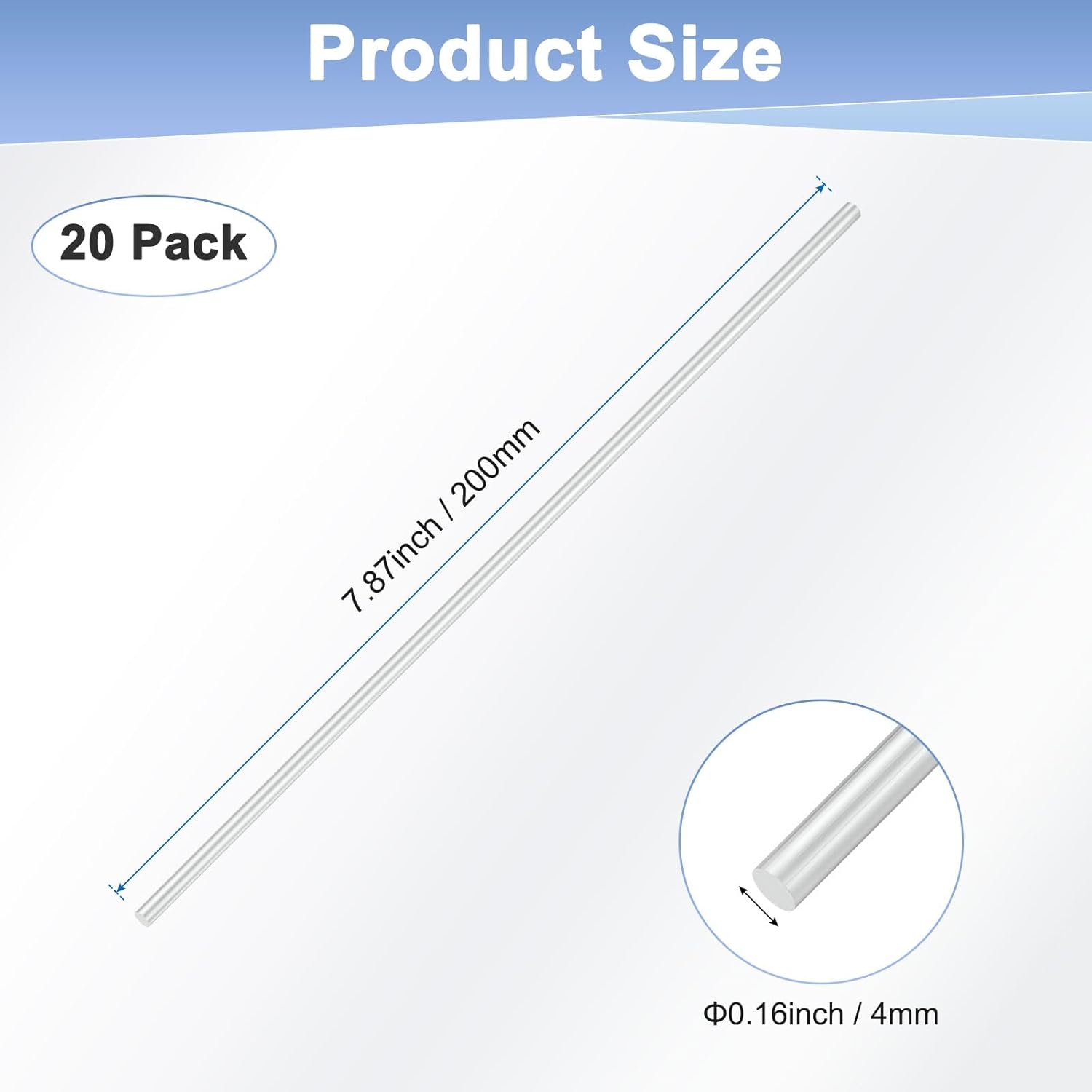 20-Pack Round Aluminum Rod, 4mm (5/32") Dia 200mm (8") Length 6061 Aluminum Round Rod Solid Lathe Bar Stock Metal Sticks for DIY Crafts Making/Industrial/Construction/Model