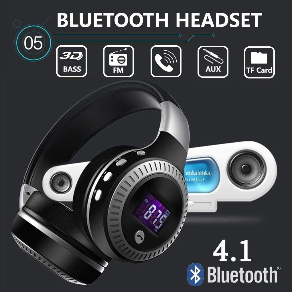 Features of FAIYIWO Zealot B19 headphones including 3D Bass, FM, Call, AUX, TF Card, and Bluetooth 4.1