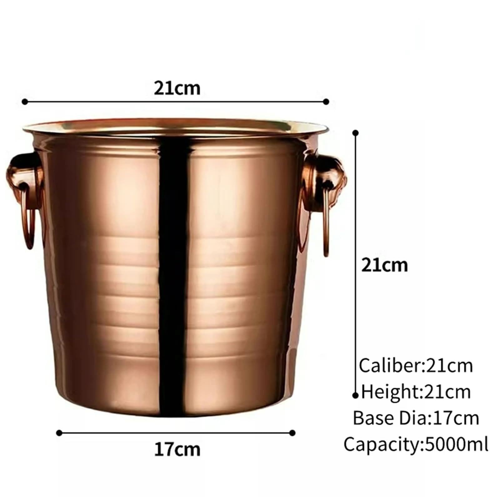 Cubo de hielo de acero inoxidable con forma de cabeza de tigre, cubo for champán, cubos for enfriar cerveza y vino tinto, enfriador de lujo, herramientas for bar en casa Per Casa, Bar(Copper 5000ml)