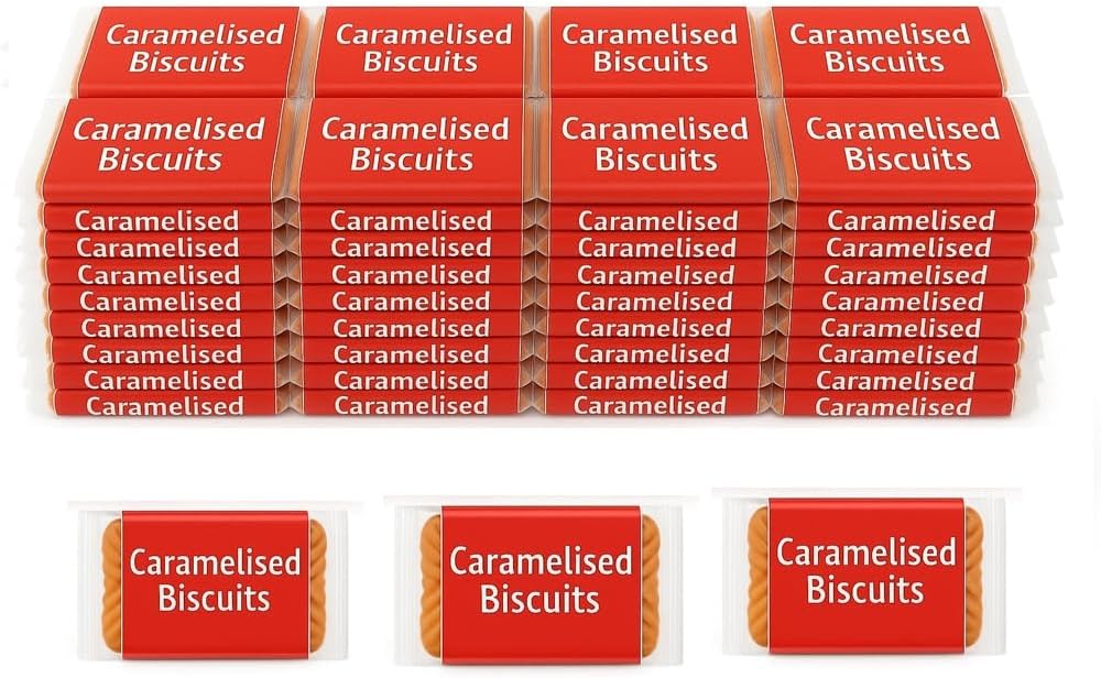 Individually Wrapped "Welcome" Caramelised Biscuits - Original Caramelised Flavor, Single Packaged (Pack of 100)