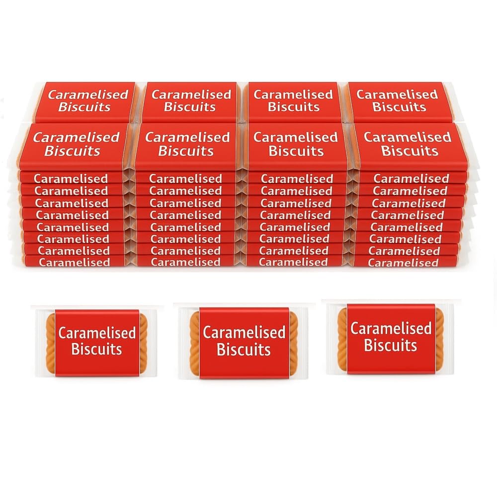 Individually Wrapped "Welcome" Caramelised Biscuits - Original Caramelised Flavor, Single Packaged (Pack of 100)