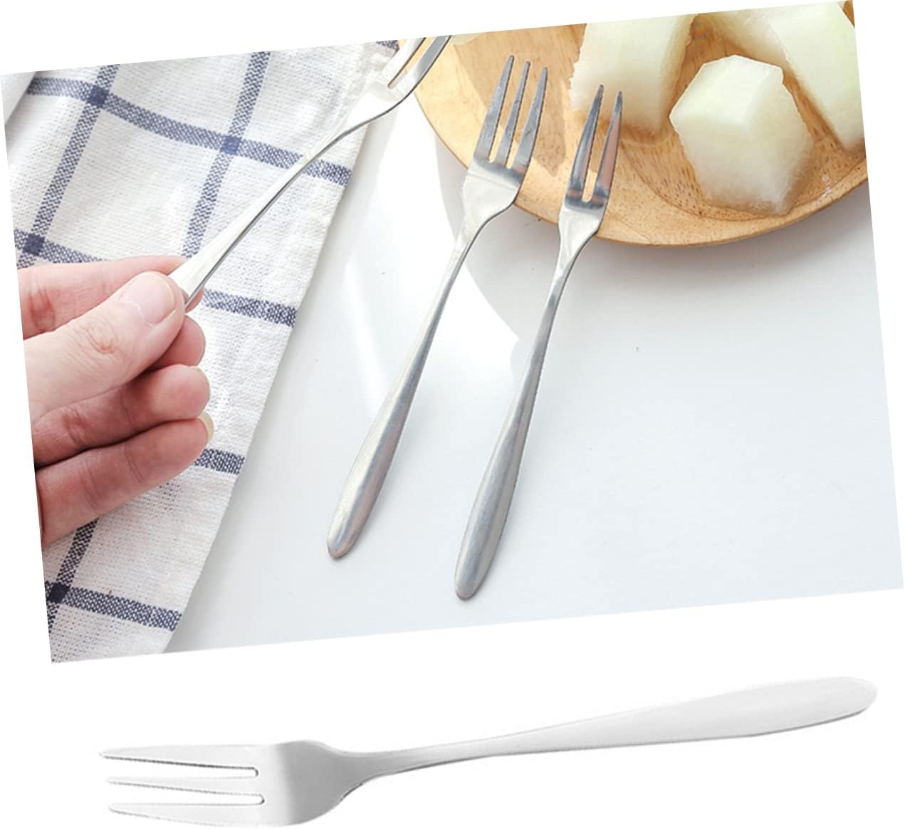 Mikinona 12 Pack of Stainless Steel Forks Fruit Dessert Beefsteak Forks Long Handles