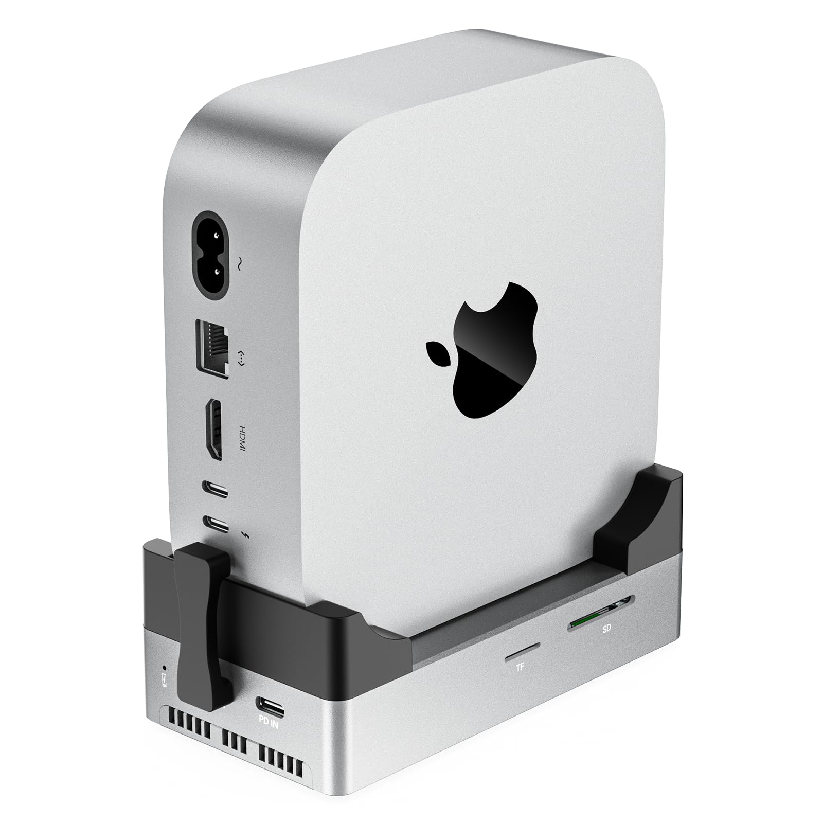 ANYOYO Mac mini M4 Dock & Ständer, 9-in-1 Aluminium 10 Gbit/s M.2 NVMe SSD-Gehäuse mit 4K@60Hz HDMI,10Gbps USB 3.1 Hub, SD/TF 3.0 Kartenleser, USB 2.0 Docking Station