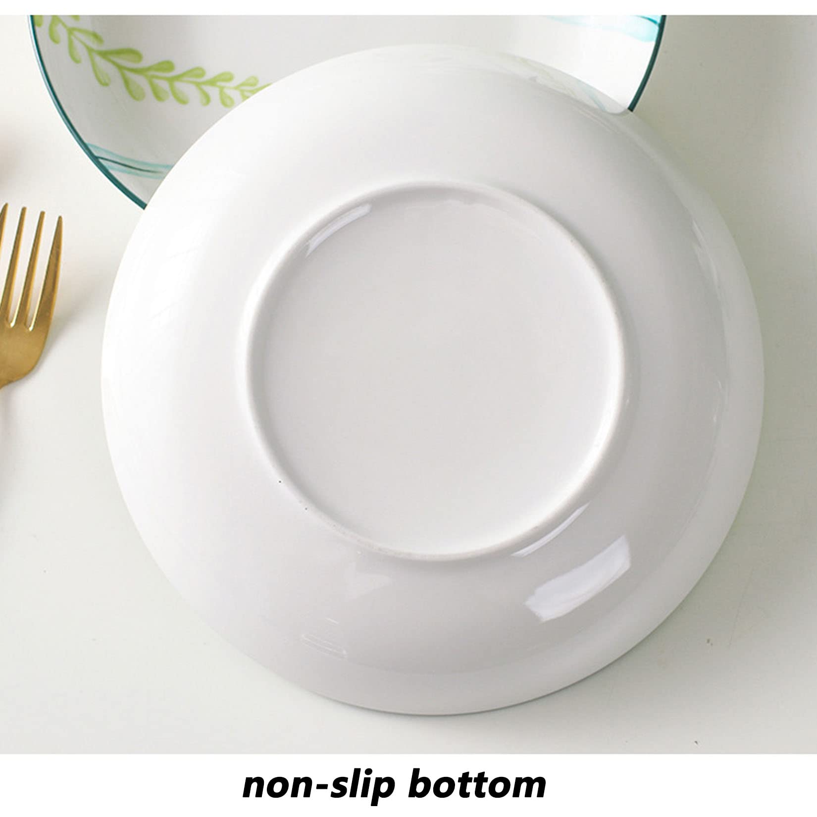 Set di 6 Piatti Piani, Piatto Piano in Ceramica Foglia Dipinta A Mano, Stile Semplice E Fresco, Adatto per Feste, Sagre, Compleanni,Bianca,8in
