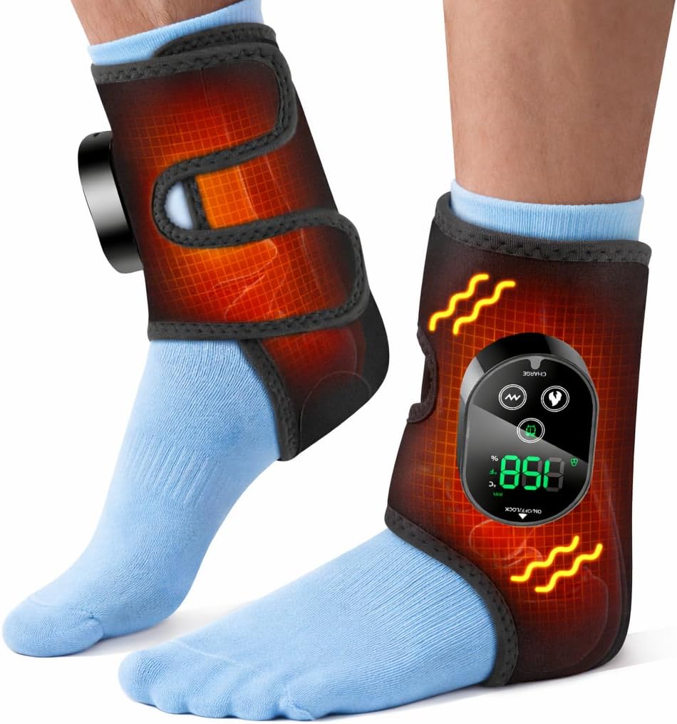 2 Pack Cordless Foot Massager for Neuropathy, Ankle Massager for Pain Relief, Foot Renew Massager for Neuropathy, Ankle Heating Pad with Massage, Foot Heating Pad, 6 Heats, 3 Massages, Black