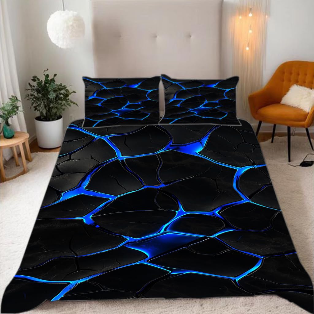 Parure de lit Housse de Couette 220x240 cm Bleu Fluo brossée Zbeiba