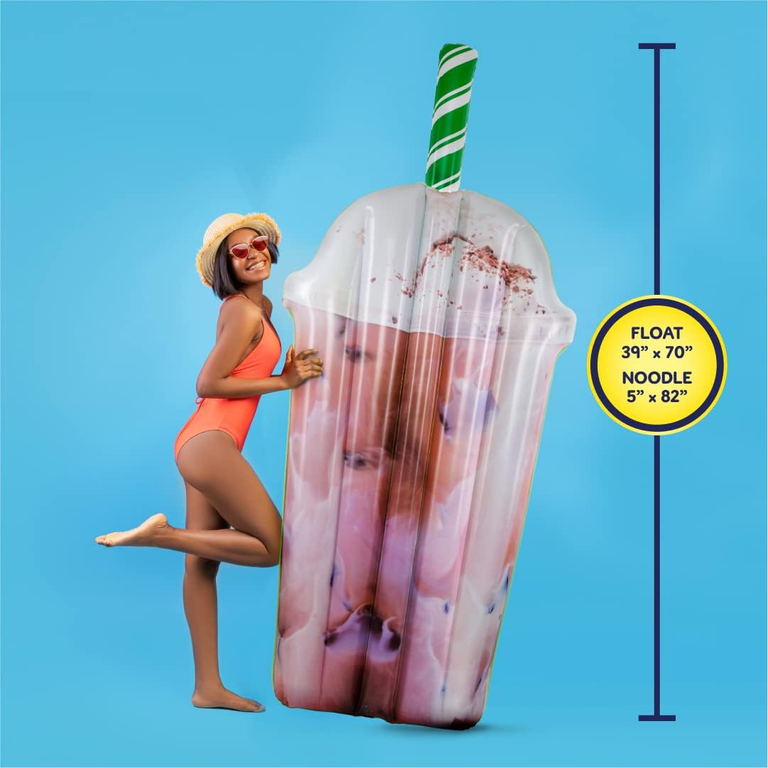 Ice Coffee Float and Noodle - Pool Float Tube, Inflatable Rafts for Kids & Adults - Large Blow Up Float for Summer Beach Swimming - Two Floats - Take2Floats