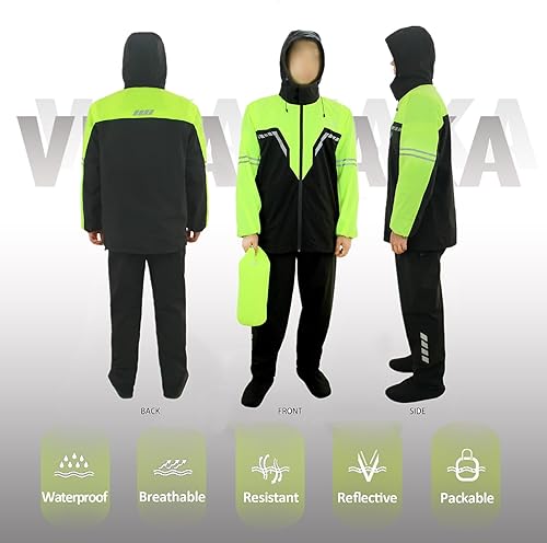 Miniatura 2 de Traje de lluvia impermeable para hombres, chaquetas de lluvia ligeras y pantalones reflectantes portátiles para motocicleta, ciclismo, equipo de