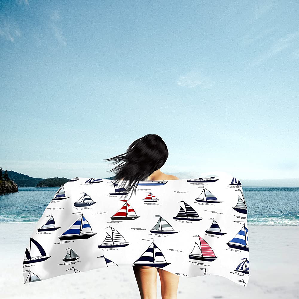 Stillshine. Grande Serviettes Plage Serviettes Bain Séchage Rapide Absorption L'eau Microfibre XL XXL Bleu Ancre Phare Thème Serviette Enfant Jeunes