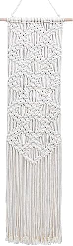 Ebristar Tapiz de macramé para colgar en la pared, bohemio y chic hecho a mano, arte de pared rústico moderno, decoración del hogar, apartamento,