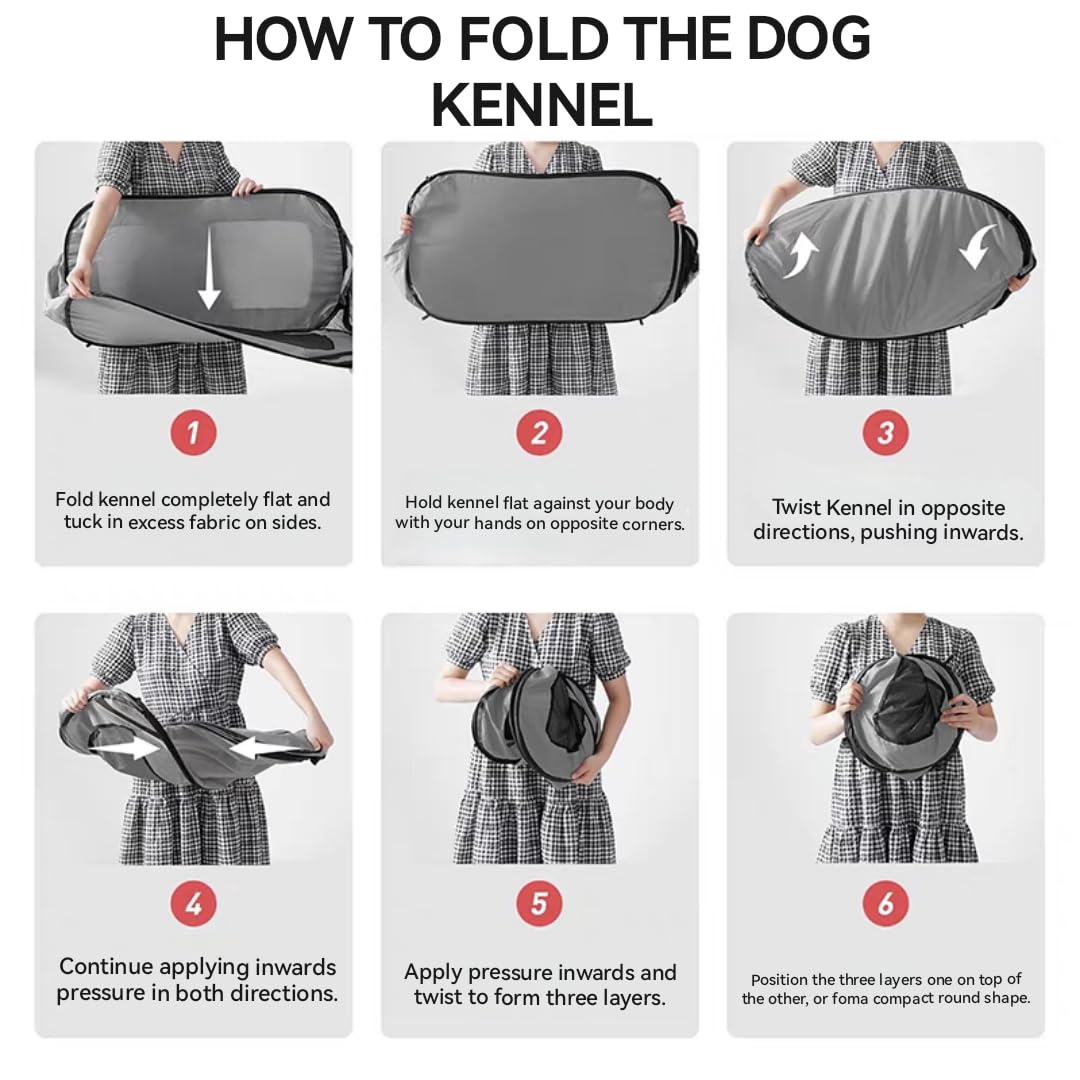 36 Inch Foldable Dog Kennel for Large Dogs, Portable Waterproof Pop-Up Pet Crate, Indoor Outdoor Travel Car Seat Kennel（Grey） - image 5
