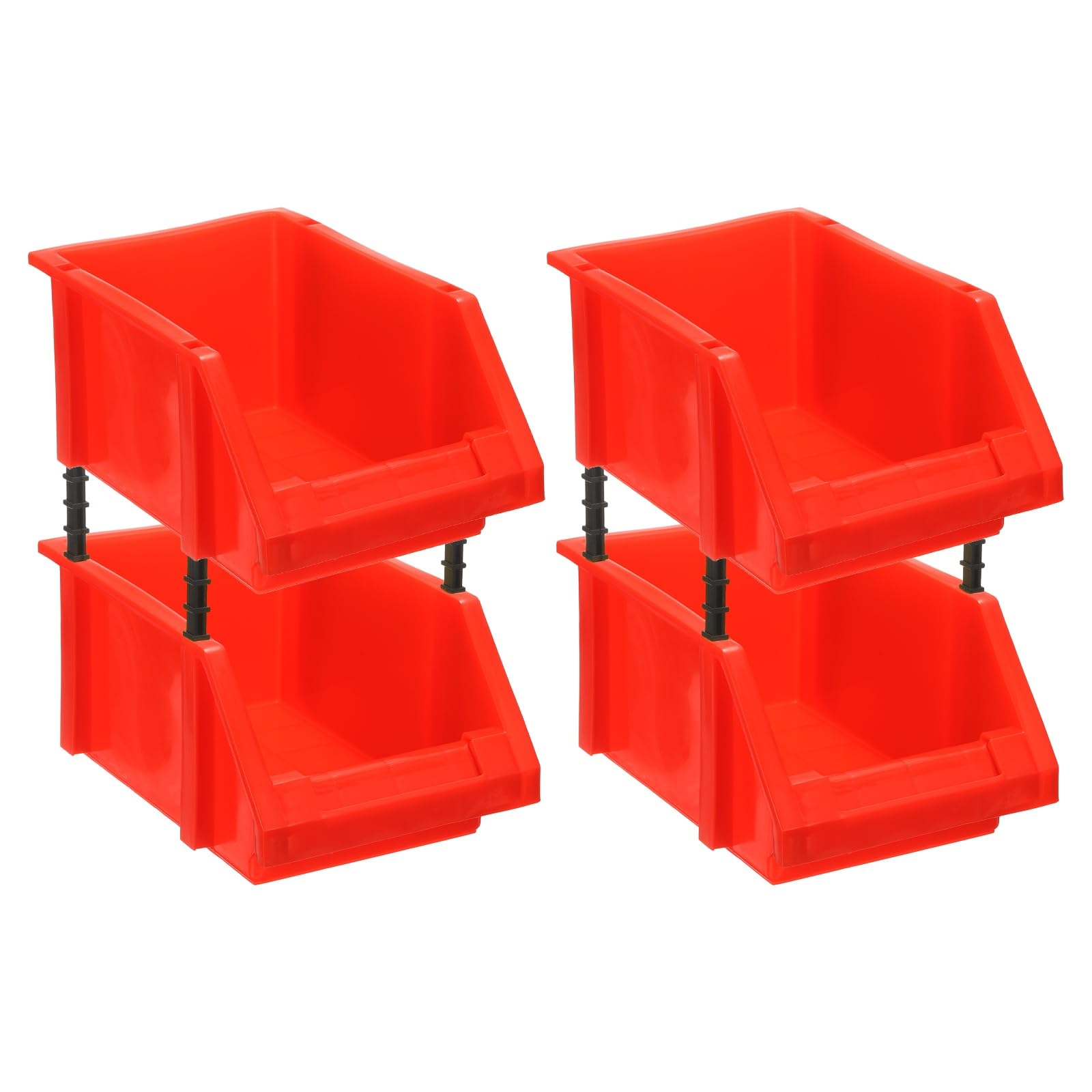 QUARKZMAN 4 Pezzi Contenitori In Plastica 250x150x120mm Contenitori Da Parete Scatole Di Archiviazione Impilabili Organizzatore Per Garage Armadio Cassetto Organizzazione Rosso