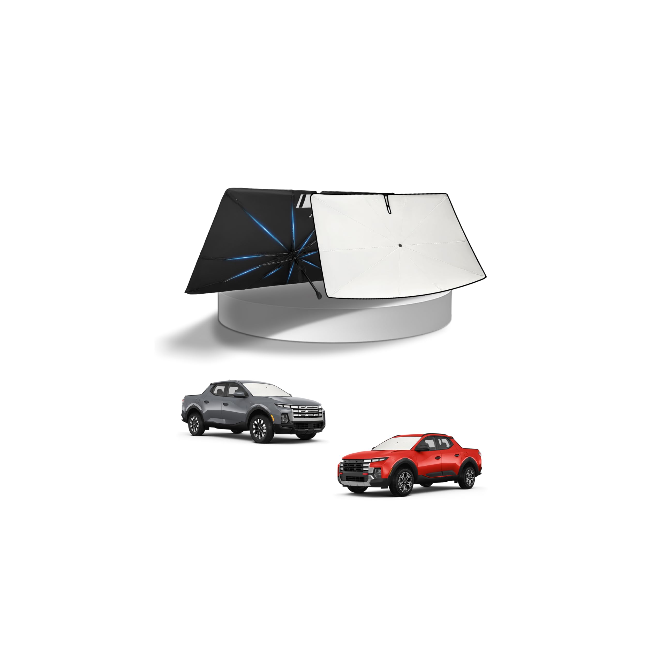 KUST Windshield Sun Shade Umbrella for 【2022-2025 2026 Hyundai Santa Cruz/ 2022-2024 Hyundai Tucson】 | Custom Fit Windshield Sunshade | with Bendable Handle | Blocks Heat &amp; UV Rays