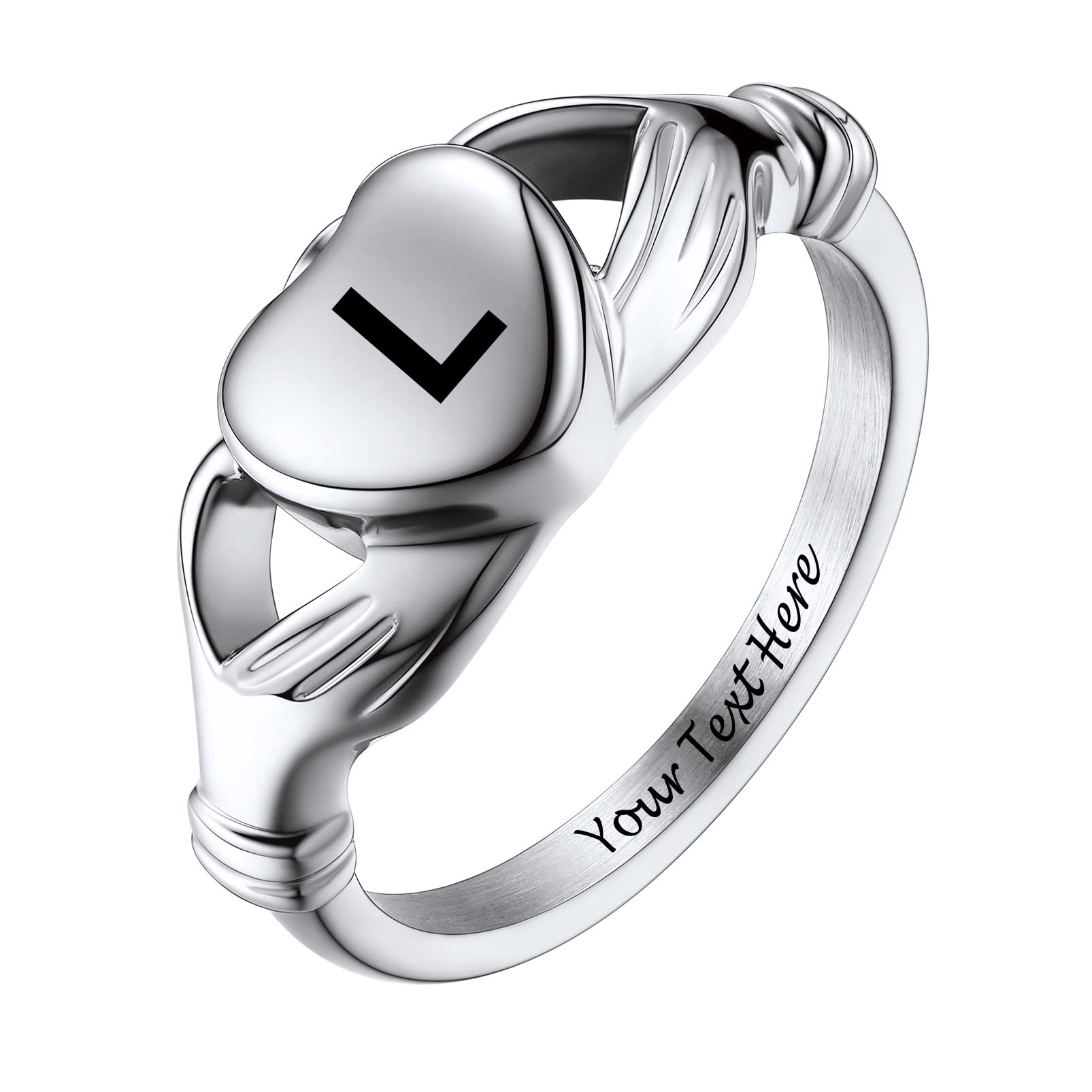 Memorial Keepsake Urn Rings for Ashes Hair for Women Men, Claddagh Heart Ring, Rose Ring, Cremation Jewelry, Black/18K Gold Plated Stainless Steel, Size 6-11, Come with Box