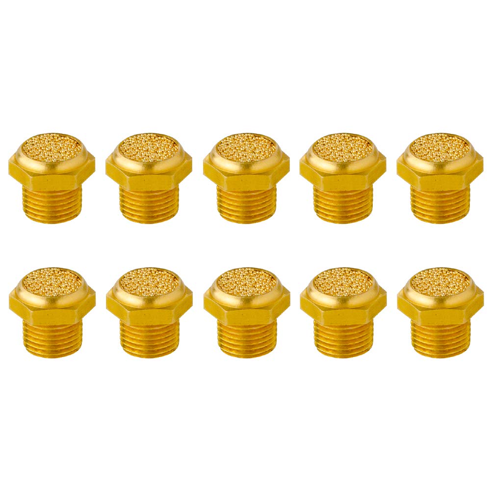 Quickun Pneumatic Muffler Silencer, 1/2” Male Thread Brass Air Exhaust Muffler Sintered Bronze Mufflers (Pack of 10) — Amazon image 10