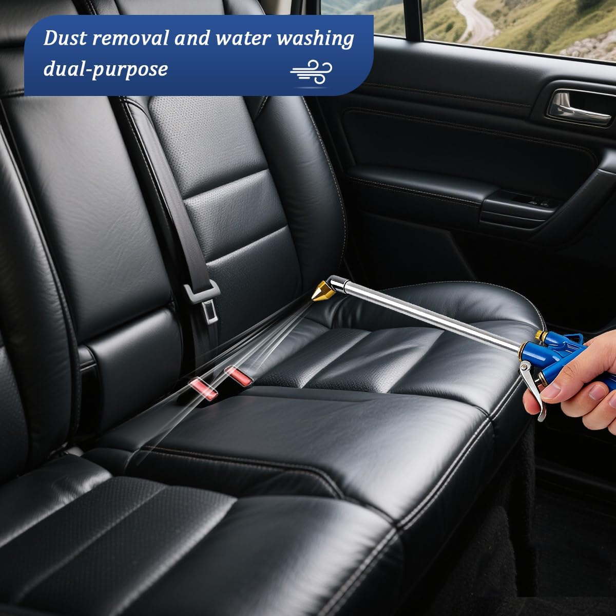 Car Air Engine Cleaning Spray Gun with 3.28FT Hose, Pneumatic Engine Cleaning Degreaser Sprayer Tool, Auto Water Cleaner Nozzle Hose Air Blow Gun for Narror Space, Universal Fit (Elbow)