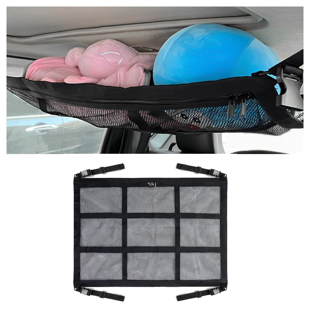 Filet De Rangement Toit Voiture - 90x65 Cm - Double Couche Avec Fermeture Éclair - Pour SUV, Van