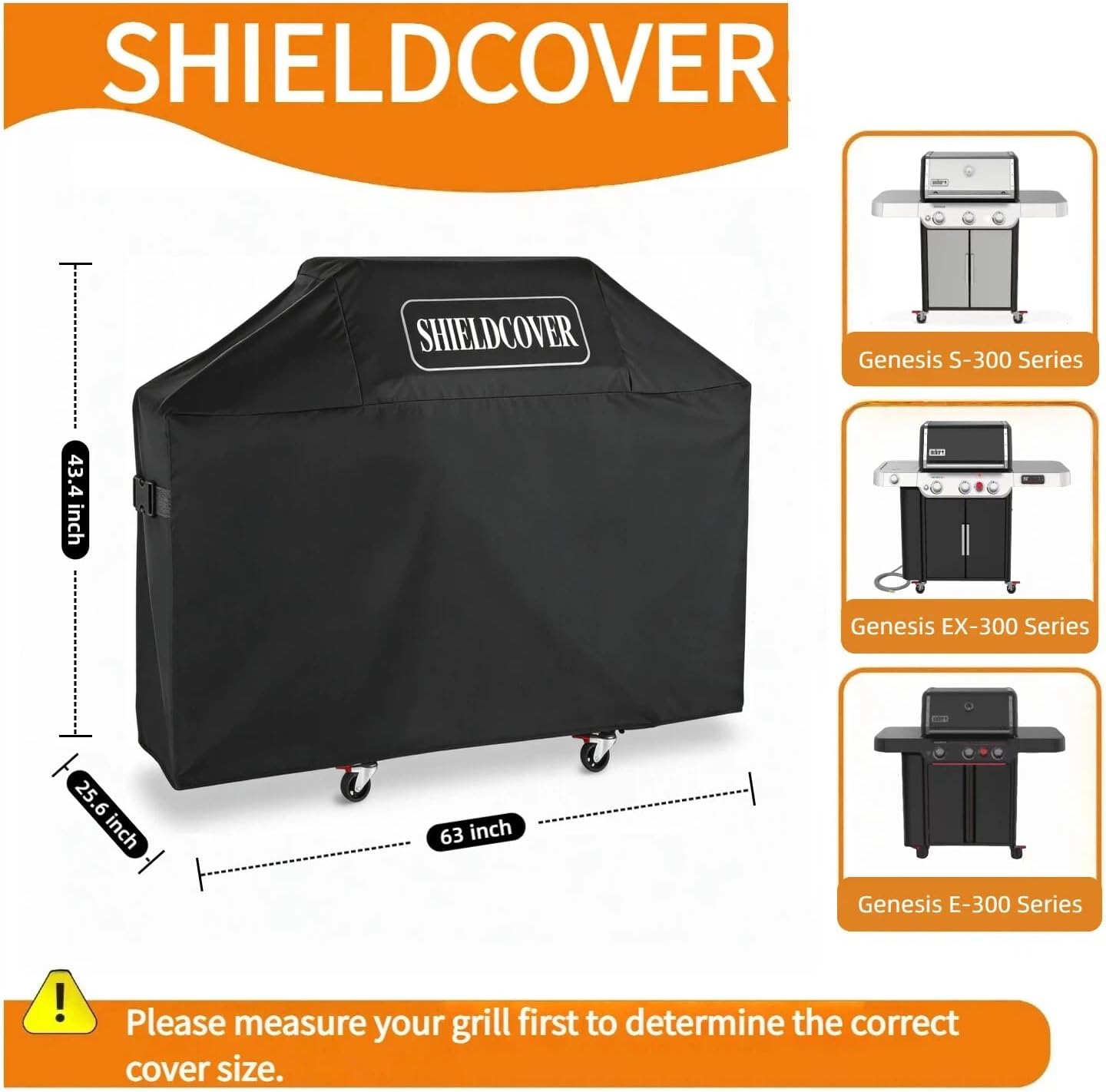 Grill Cover for Weber Genesis 300 Series - Heavy Duty BBQ Cover with Buckle & UV Resistant, Waterproof Fit for Genesis II E/S/X-310 & LX 300 Series