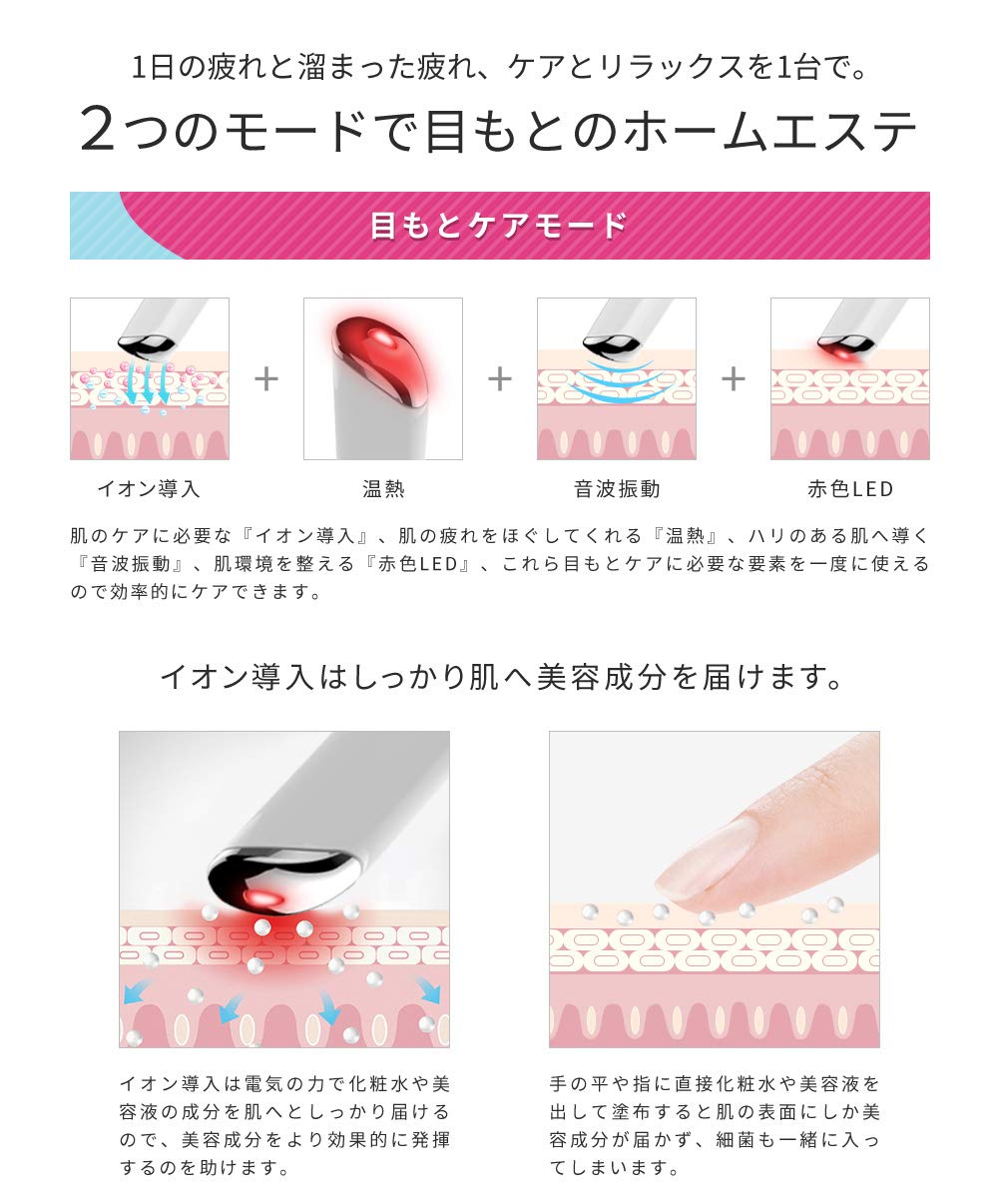 Amazon.co.jp: アイケア 目元美人 美容家電 イオン 温熱 音波振動 光