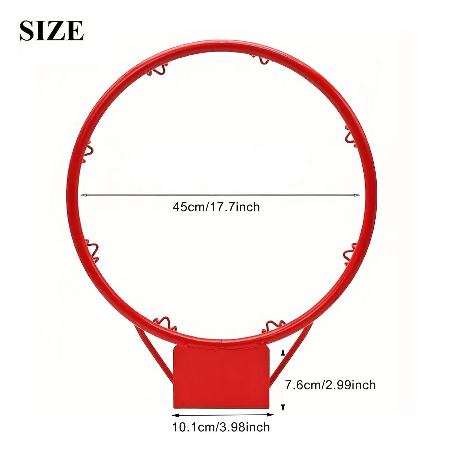 QLEBAO Basketball-Wandkorb für Außenbereich, 45 cm Durchmesser, mit Netz, für Garten und Hof