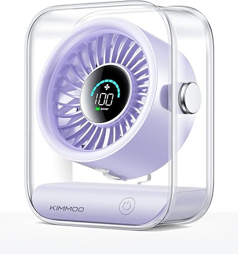 Miniatura 9 de Ventilador de escritorio USB recargable, ventilador de mesa silencioso con flujo de aire turbo, 100 velocidades, pantalla digital, rotación de 90°