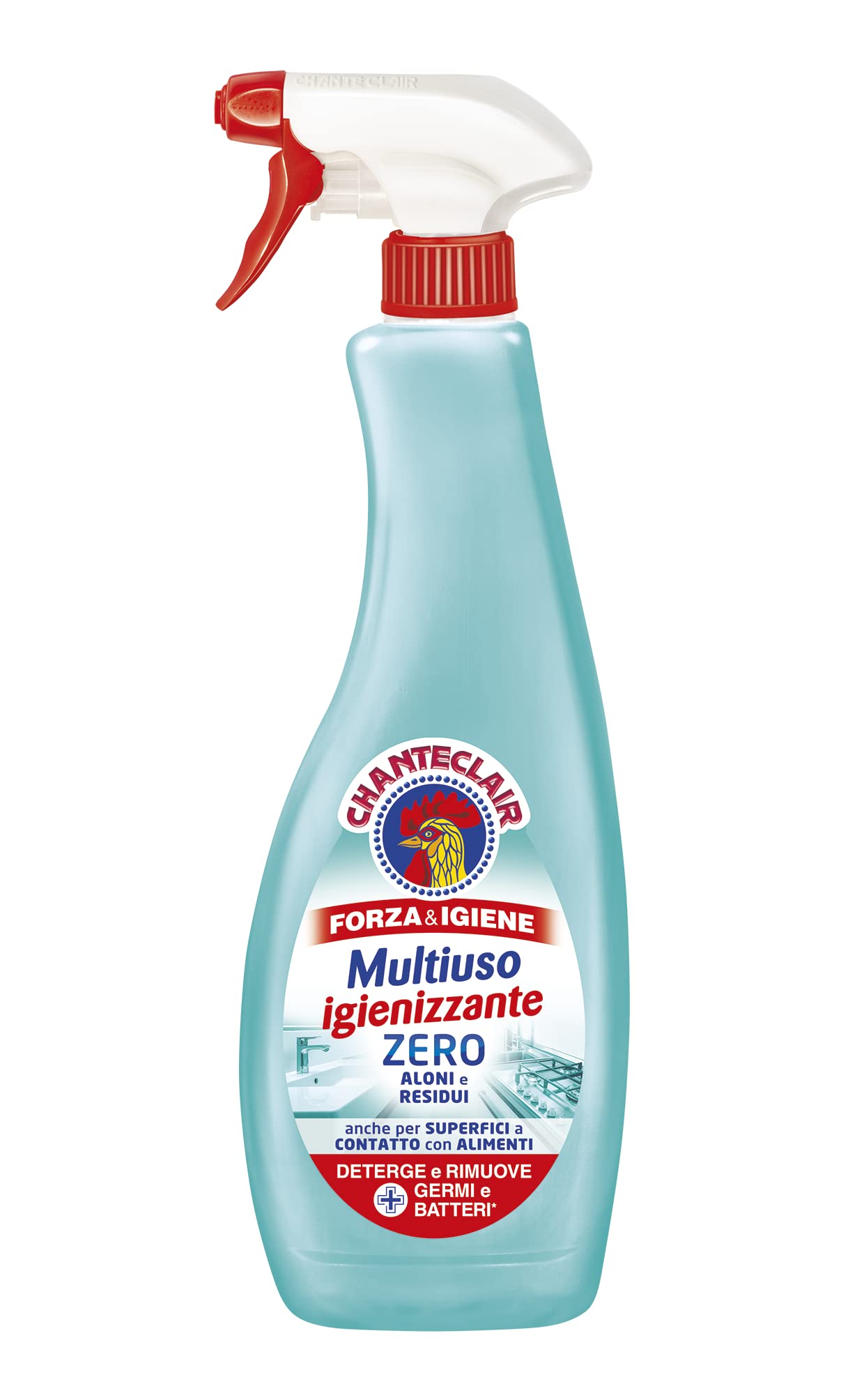 Chanteclair - Desinfectante multiusos - Cero halos y residuos, spray ideal para pequeñas superficies incluso en contacto con alimentos, fuerza e higiene - 12 botellas de 625 ml