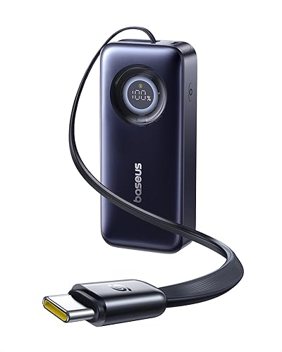 Baseus Enercore Power Bank, cargador portátil de carga rápida de 20000 mAh, cable USB-C retráctil de 67 W, batería para laptop, iPhone 1615 Series,