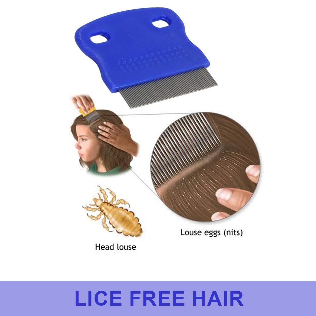 MR.THINDZ® Small teeth Stainless Steel Comb | combs for Head Lice, Nit & Egg Removal with Long Fine Metal Teeth (Multicolor) Plastic Handle Brush-School kids & Women (Small size for kids, Pack of 1) 3