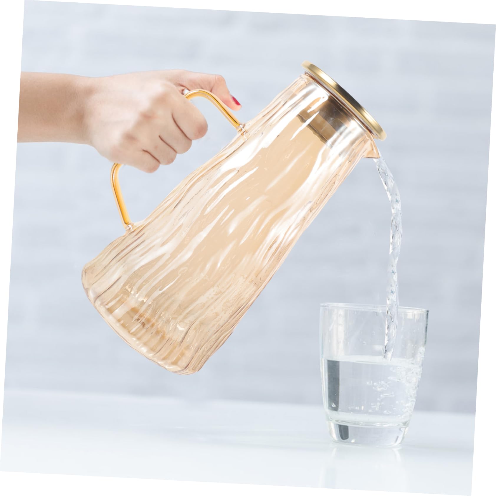 COLLBATH Jarra de Vidrio para Agua Capacidad de 1.5l Diseño Grueso y Tapa Infusora para Té Helado y Frutas Uso Doméstico Elegante y Funcional