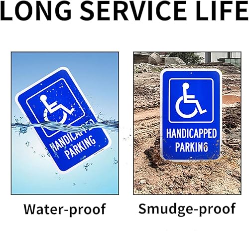 Miniatura 3 de Letrero grande de estacionamiento para discapacitados, 18 x 12 pulgadas, letrero reflectante de aluminio 040, libre de óxido, protección UV y