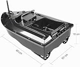 Bateau d'appât de pêche sans fil de 500 m, bateau radiocommandé intelligent, trémie de chargement de 1,5 kg, double moteur, sac à main portable (bateau noir) - 2