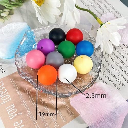 Miniatura 3 de Cuentas de silicona, 30 cuentas redondas de silicona de 0.748 in para hacer llaveros, pulseras, collares, aretes, joyas, manualidades (negro)