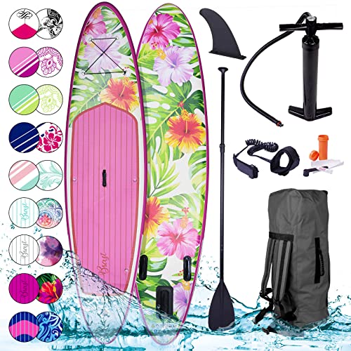 BRAST SUP Board Lady | Aufblasbares Stand up Paddle Set für Frauen | 300cm viele Modelle | inkl. Zubehör Fußschlaufe Paddel Pumpe Rucksack | Pink Lila Rosa Flieder Rot Weiß Grau | Eden 300