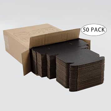 SUNLPH 50 Pack 4x4x1 Inches Small Shipping Boxes, Black Corrugated Cardboard Boxes, Moving Mailing Packing Box