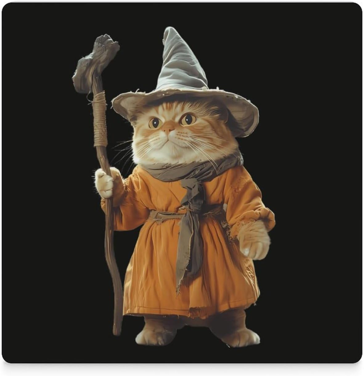 Wizard Weird Halloween Cat Funny Ceramic Coasters for Drinks Absorbent Cup Holder Tabletop Protector with Cork Base