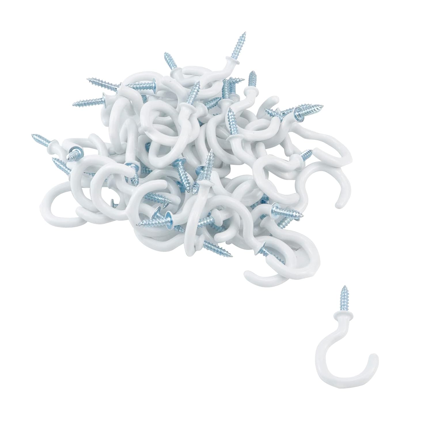 Antrader 50 Pack White Vinyl Coated Screwin Ceiling Hooks Nickel