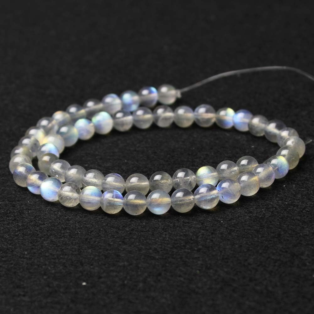 MJDCB 7mm Natural Grey Moonstone Beads Chakra Bead Strand Round Gemstone Loose Beads Energy Healing Beads for Jewelry Making