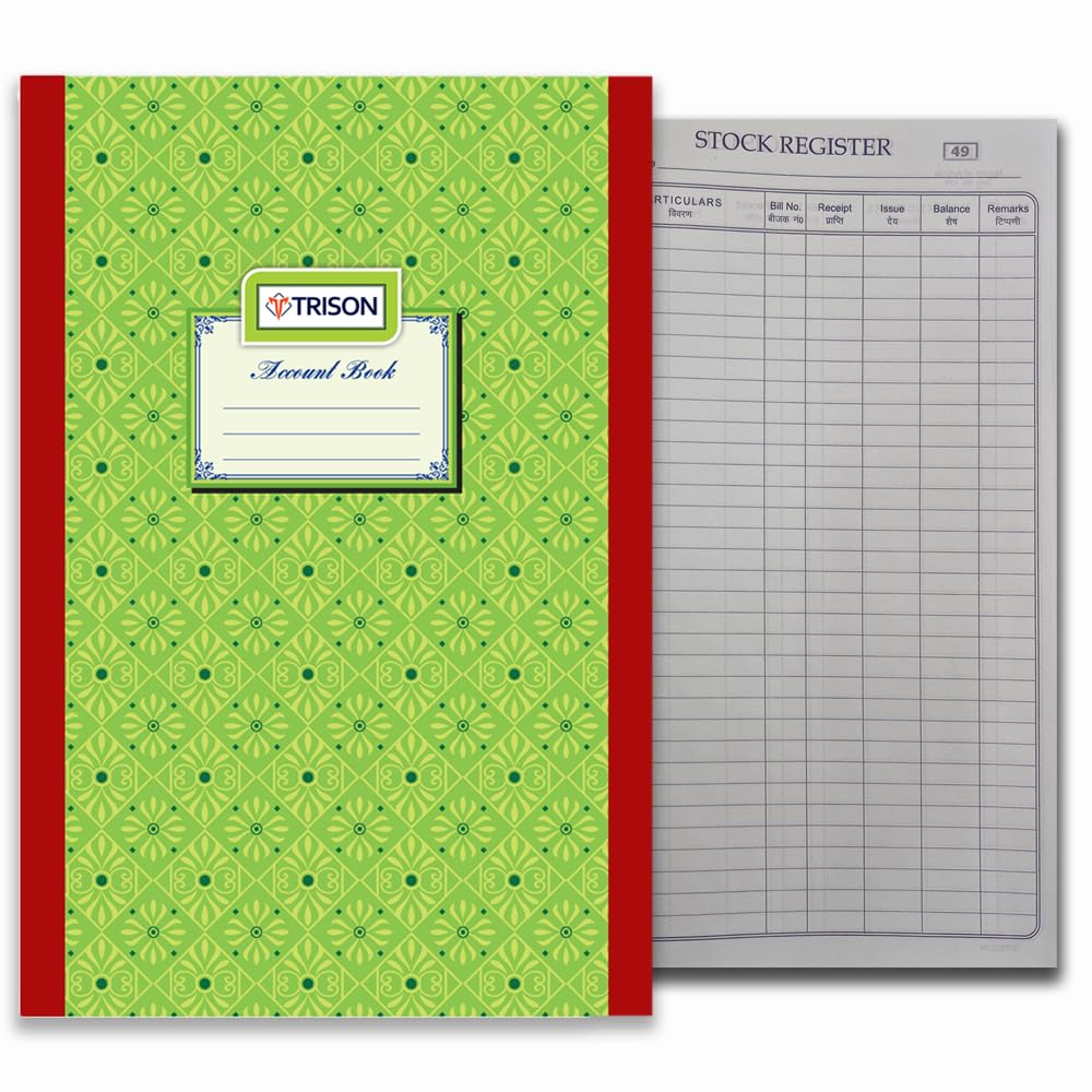 Trison Stock Register | 120 Pages (Including Index Pages) | 19x31 cm | Hardbound | Green Ledger Paper | Quire 2 | Pack of 1-image-18