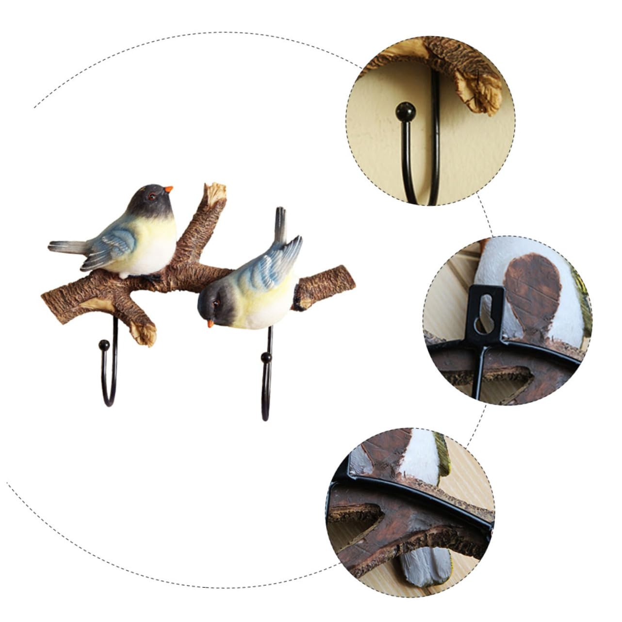 GLEAVI Ganci Da Parete Decorativi in Resina a Forma Di Uccelli, Appendiabiti e Porta-cappelli Rustici in Legno, Set Da 2 Pezzi Per Ingresso, Soggiorno e Camera Da Letto