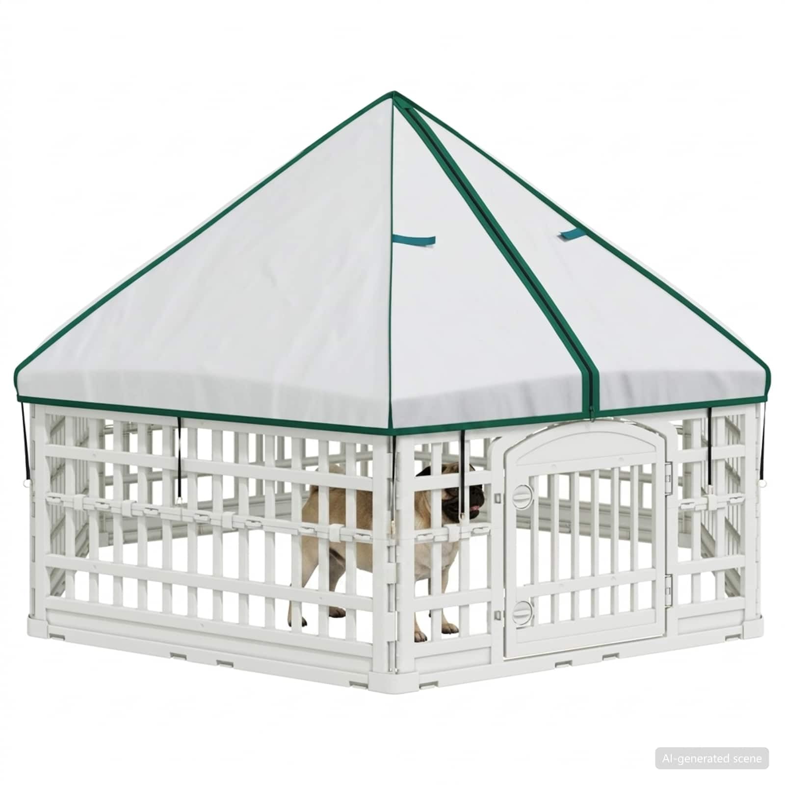 vidaXL 6 pannelli, penna da gioco per cani, 179 x 151 x 114 cm, colore: Bianco