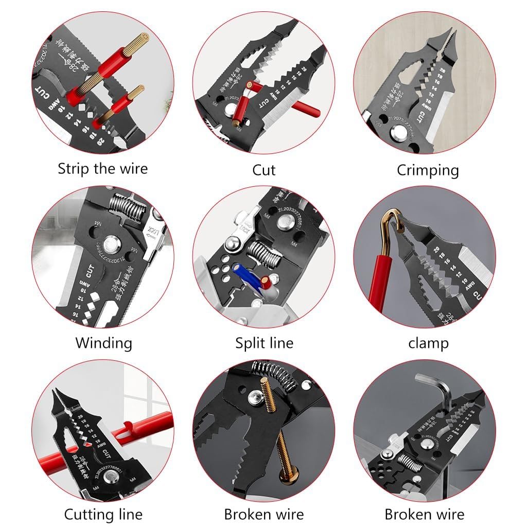 ONISHOMES 28 in 1 Self-Adjusting Multifunctional Wire Stripper & Cutter Pliers Tools For Electricians, 8-Inch Wire Crimping Tool, Universal Automatic Cable Cutting, Crimping Tool 1