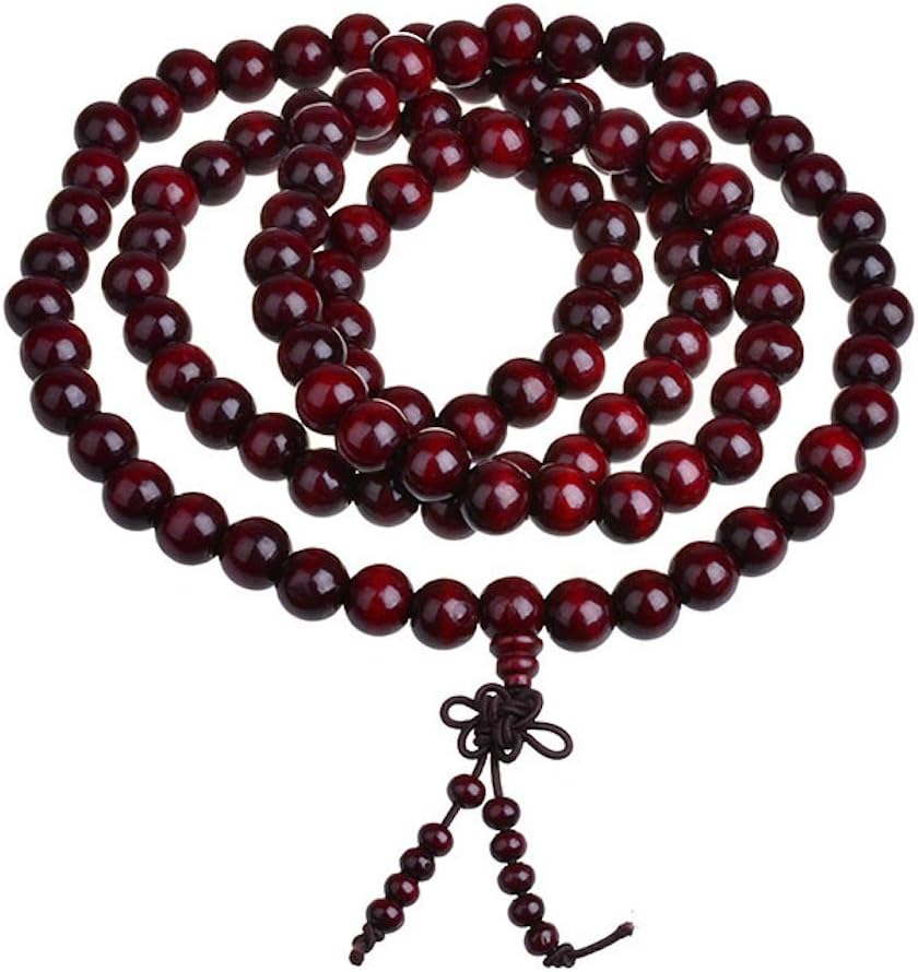Rosewood Mala Beads Necklace - 10mm Beads, Handmade, Stretchable, Grounding Grace Rosary - Image 3